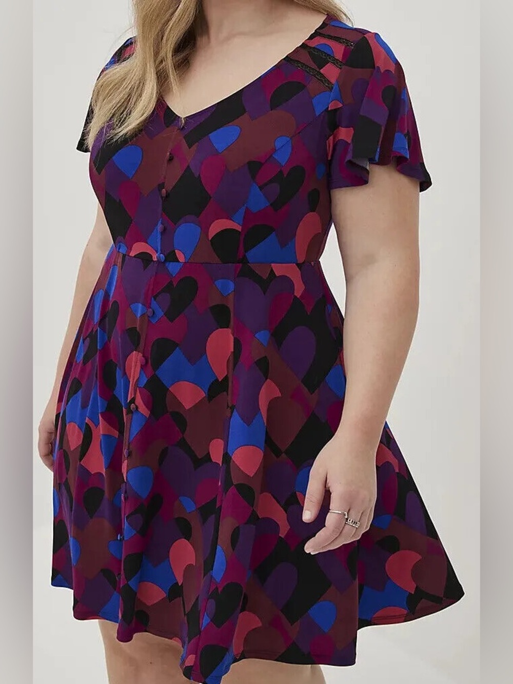 Torrid Colorful Heart Print Flutter Mini Dress Size 4 (4X)